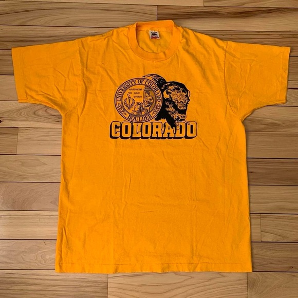 90s Vintage University of Colorado CU Boulder Buffaloes Graphic T-shirt Tee - Picture 2 of 4